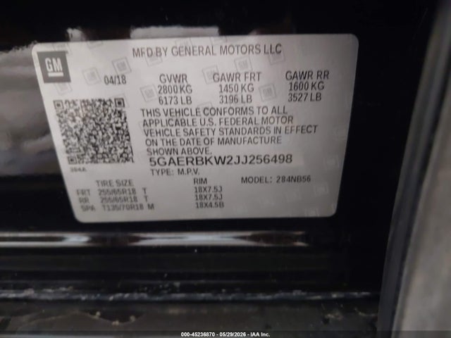 Продажа на аукционе авто 2018 Buick Enclave Essence, vin: 5GAERBKW2JJ256498, номер лота: 45236870