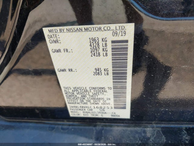 1N4BL4BVXLC168253 Nissan Altima S Fwd