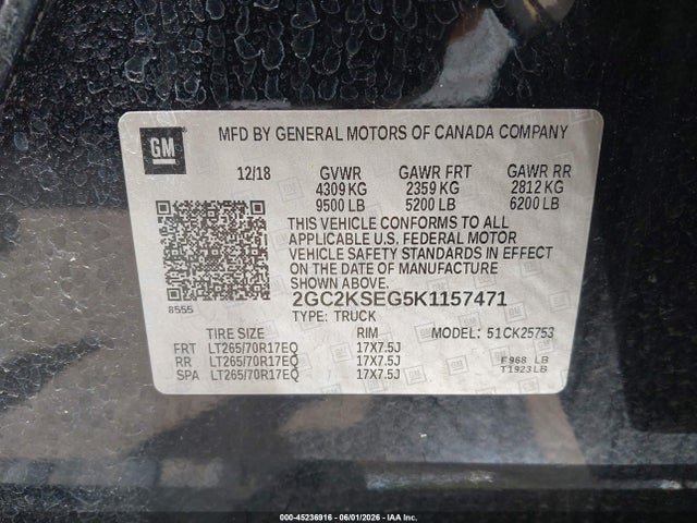 Продажа на аукционе авто 2019 Chevrolet Silverado 2500hd Lt, vin: 2GC2KSEG5K1157471, номер лота: 45236916