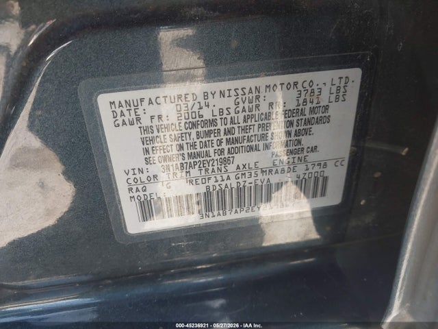 Продаж на аукціоні авто 2014 Nissan Sentra Fe+ S/fe+ Sv/s/sl/sr/sv, vin: 3N1AB7AP2EY219867, номер лоту: 45236921