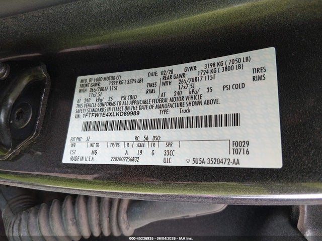 Ford F-150 Xlt 2020 1FTFW1E4XLKD89989 Image 9