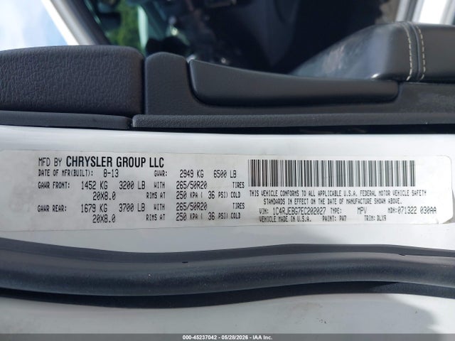 Aukcja sprzedaży 2014 Jeep Grand Cherokee Limited, vin: 1C4RJEBG7EC202027, numer aukcji: 45237042