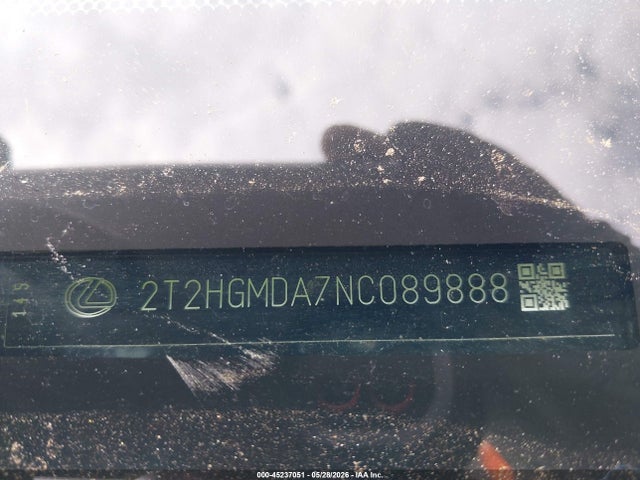 45237051 :رقم المزاد ، 2T2HGMDA7NC089888 vin ، 2022 Lexus Rx 450h مزاد بيع