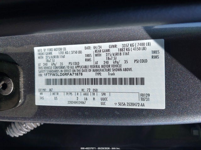 1FTFW3LD0RFA71878 Ford F-150 Xlt