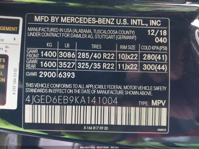 4JGED6EB9KA141004 Mercedes-Benz Amg Gle 43 Coupe 4matic
