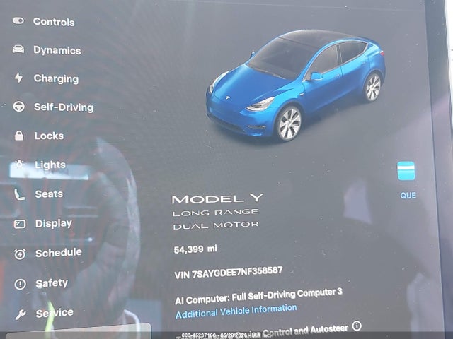 7SAYGDEE7NF358587 Tesla Model Y Long Range Dual Motor All-wheel Drive