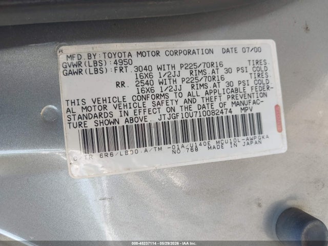Продаж на аукціоні авто 2001 Lexus Rx 300, vin: JTJGF10U710082474, номер лоту: 45237114