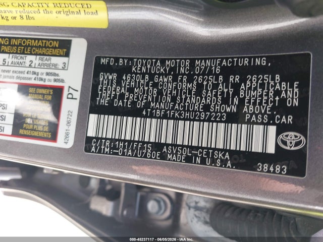 4T1BF1FK3HU297223 Toyota CAMRY SE
