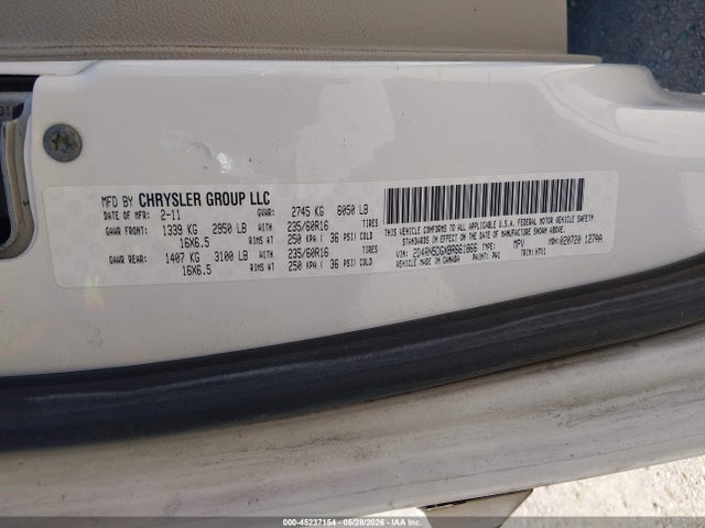 Auction sale of the 2011 Dodge Grand Caravan Crew, vin: 2D4RN5DGXBR661866, lot number: 45237154