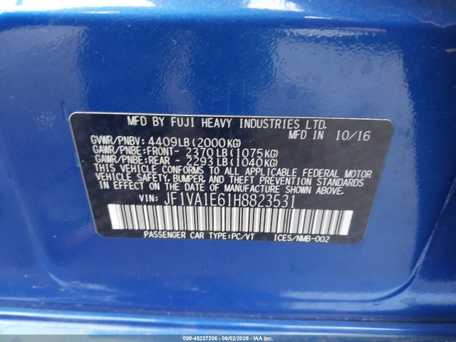 Subaru Wrx Premium 2017 JF1VA1E61H8823531 Image 9