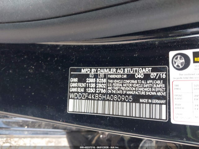 45237216 :رقم المزاد ، WDDZF4KB5HA080905 vin ، 2017 Mercedes-benz E 300 4matic مزاد بيع