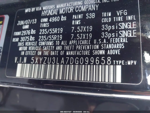 Продаж на аукціоні авто 2013 Hyundai Santa Fe Sport 2.0t, vin: 5XYZU3LA7DG099658, номер лоту: 45237227