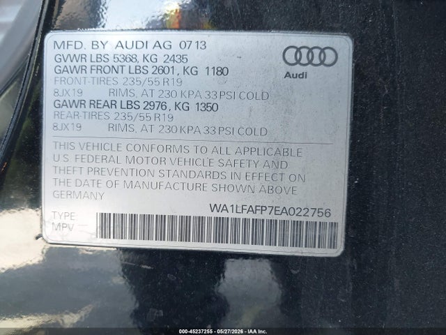 WA1LFAFP7EA022756 Audi Q5 2.0t Premium