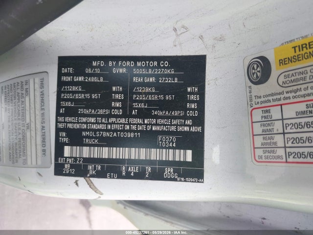 Aukcja sprzedaży 2010 Ford Transit Connect Xlt, vin: NM0LS7BN2AT039811, numer aukcji: 45237261