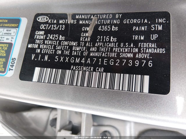 KIA Optima Lx 2014 5XXGM4A71EG273976 Image 9