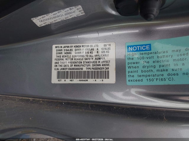 Aukcja sprzedaży 2011 Honda Cr-z Ex, vin: JHMZF1D60BS000290, numer aukcji: 45237341