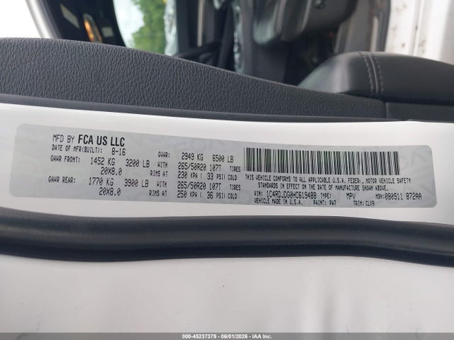 45237379 :رقم المزاد ، 1C4RDJDG0HC619488 vin ، 2017 Dodge Durango Gt Awd مزاد بيع