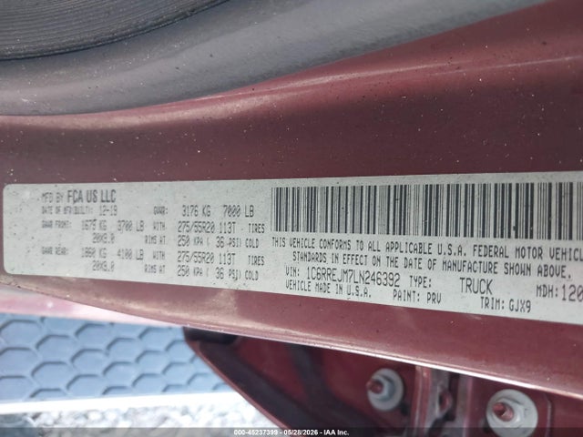 1C6RREJM7LN246392 RAM 1500 Laramie 4x2 5&#039;7 Box