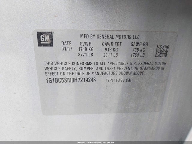 1G1BC5SM0H7219243 Chevrolet Cruze Ls Auto