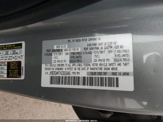 Aukcja sprzedaży 2010 Mazda Cx-7 I Sport, vin: JM3ER2WM7A0320846, numer aukcji: 45237471