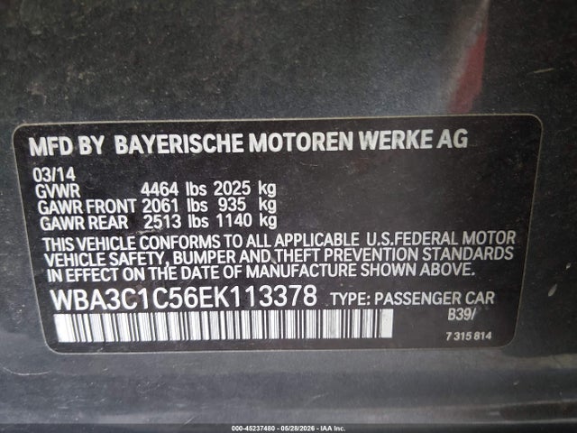BMW 328I 2014 WBA3C1C56EK113378 Image 9