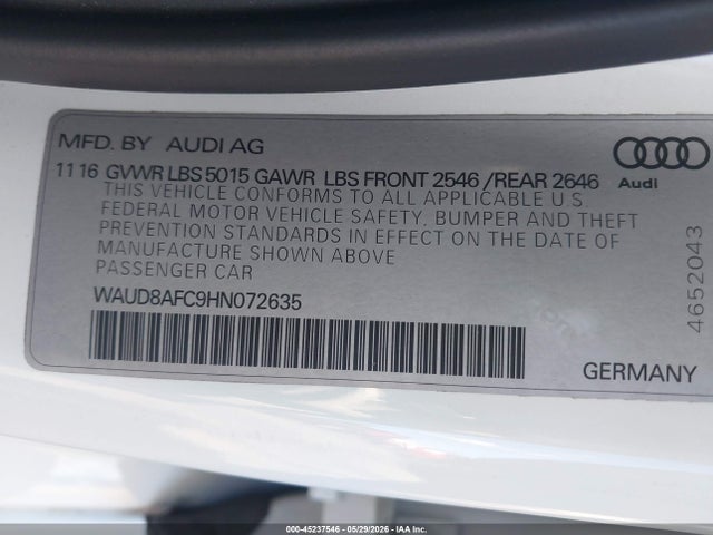 Audi A6 Premium Plus 2017 WAUD8AFC9HN072635 Image 9