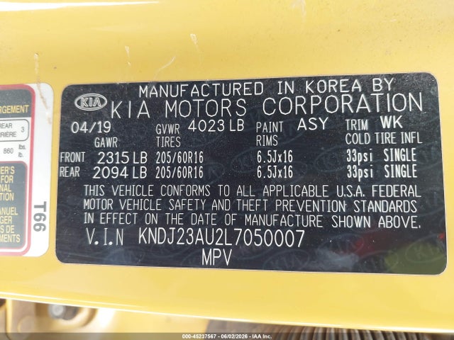 KIA SOUL LX 2020 KNDJ23AU2L7050007 Image 9