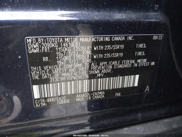 Продаж на аукціоні авто 2023 Toyota Rav4 Xle Premium, vin: 2T3C1RFV5PW296236, номер лоту: 45237596