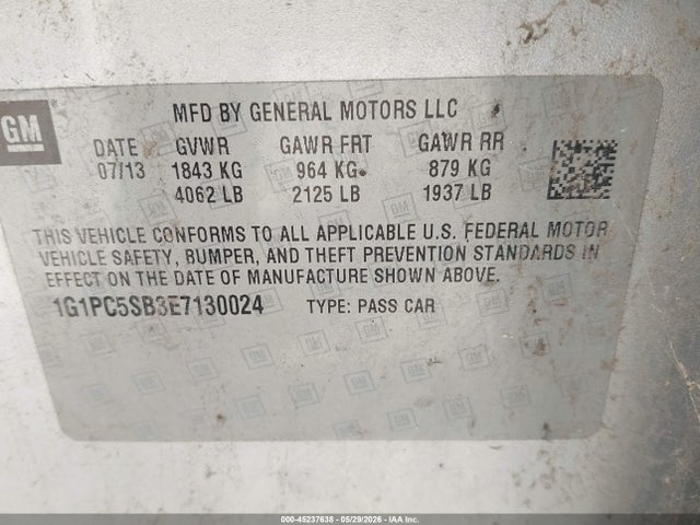 2014 Chevrolet Cruze 1lt Auto მანქანა იყიდება აუქციონზე, vin: 1G1PC5SB3E7130024, აუქციონის ნომერი: 45237638