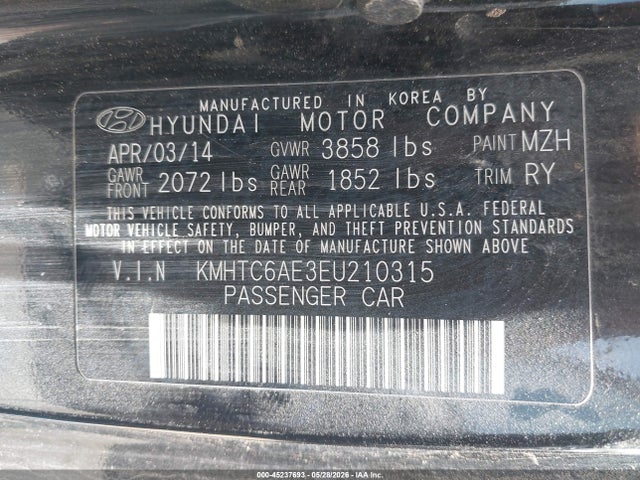 Продажа на аукционе авто 2014 Hyundai Veloster Turbo W/blue, vin: KMHTC6AE3EU210315, номер лота: 45237693