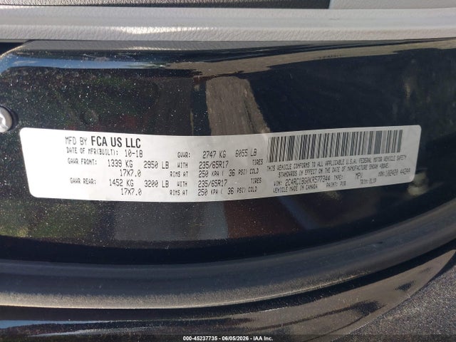 Продаж на аукціоні авто 2019 Chrysler Pacifica Touring L, vin: 2C4RC1BG0KR577344, номер лоту: 45237735