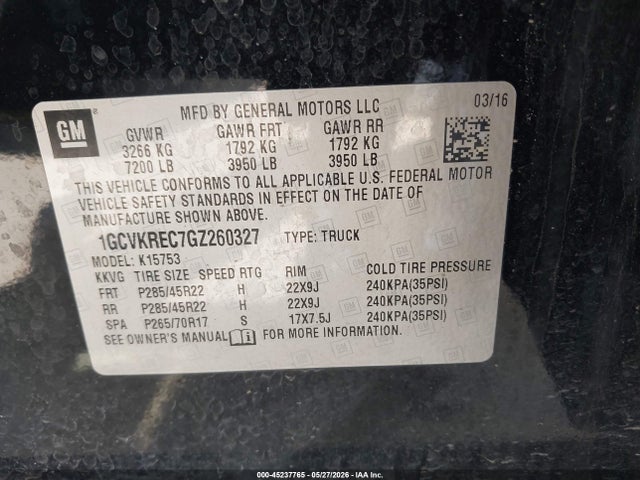 1GCVKREC7GZ260327 Chevrolet Silverado 1500 2lt