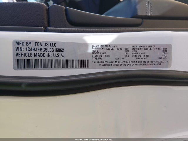 1C4RJFBG5LC316062 Jeep Grand Cherokee Limited 4x4