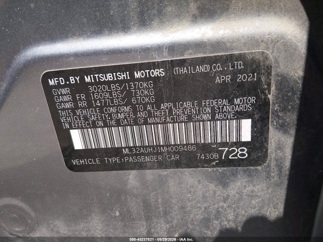 ML32AUHJ1MH009486 Mitsubishi Mirage Carbonite Edition/es/le
