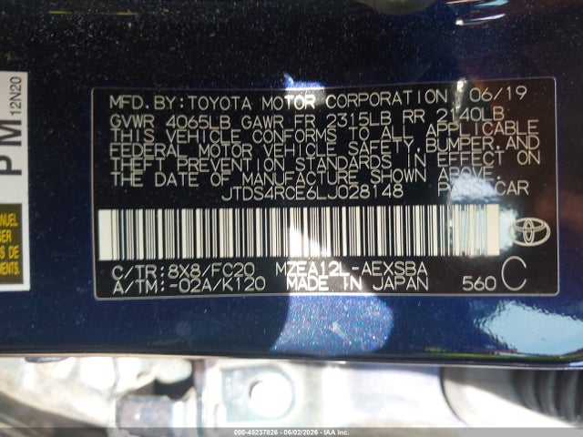 Aukcja sprzedaży 2020 Toyota Corolla Se, vin: JTDS4RCE6LJ028148, numer aukcji: 45237826