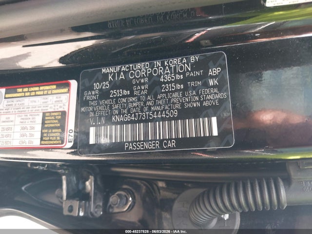 2026 Kia K5 Gt-line Fwd მანქანა იყიდება აუქციონზე, vin: KNAG64J73T5444509, აუქციონის ნომერი: 45237828
