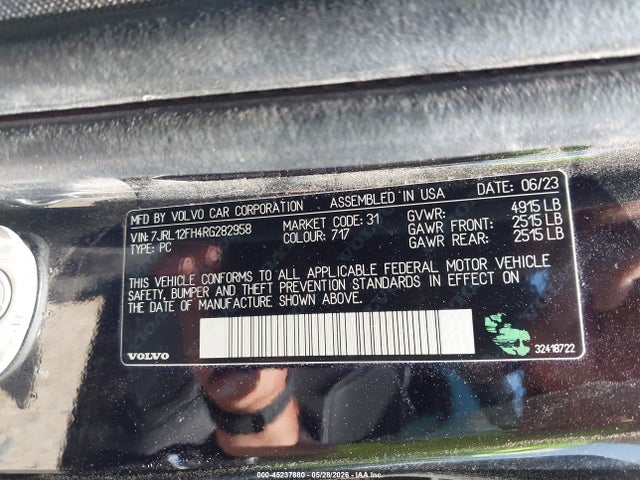 Продажа на аукционе авто 2024 Volvo S60 B5 Plus Black Edition, vin: 7JRL12FH4RG282958, номер лота: 45237880
