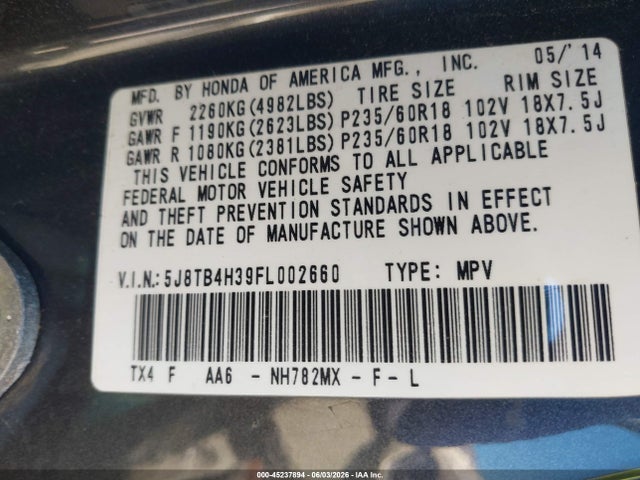 Acura RDX 2015 5J8TB4H39FL002660 Image 9