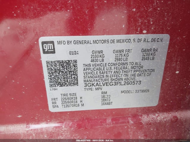 Aukcja sprzedaży 2024 Gmc Terrain Awd Slt, vin: 3GKALVEG3RL260573, numer aukcji: 45237905