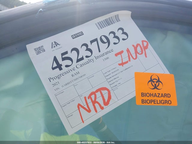 Aukcja sprzedaży 2021 Ram 1500 Big Horn  4x2 5'7 Box, vin: 1C6RREFT3MN768549, numer aukcji: 45237933