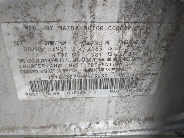 Продажа на аукционе авто 2006 Mazda Mazda3 S Grand Touring, vin: JM1BK323961425439, номер лота: 45237954