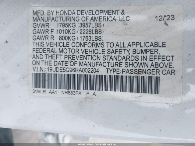 Продажа на аукционе авто 2024 Acura Integra Type S, vin: 19UDE5G96RA002204, номер лота: 45238000
