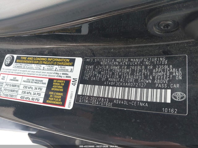 Aukcja sprzedaży 2010 Toyota Camry Le, vin: 4T4BF3EKXAR072127, numer aukcji: 45238068
