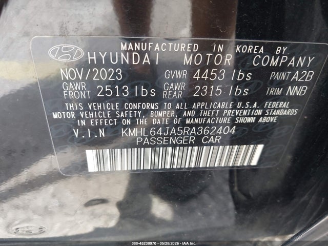 Aukcja sprzedaży 2024 Hyundai Sonata Sel, vin: KMHL64JA5RA362404, numer aukcji: 45238070