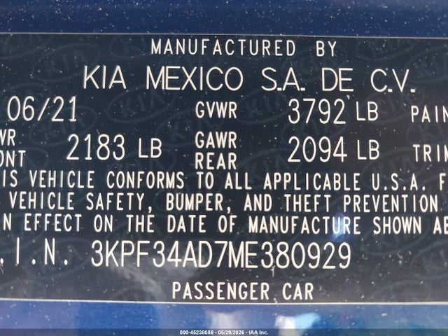 KIA Forte Gt-line 2021 3KPF34AD7ME380929 Image 9