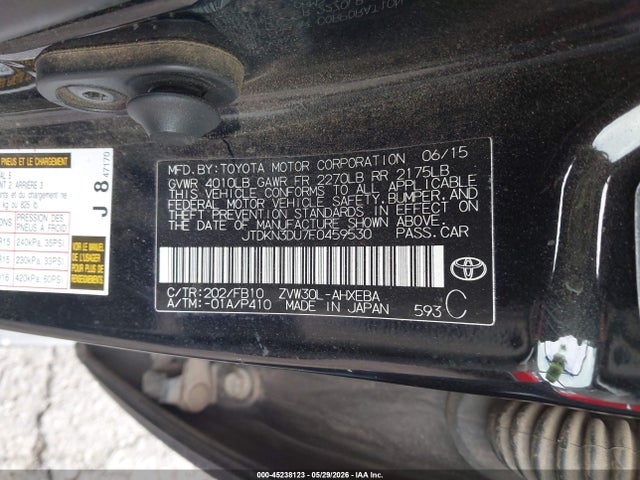 JTDKN3DU7F0459530 Toyota Prius Two