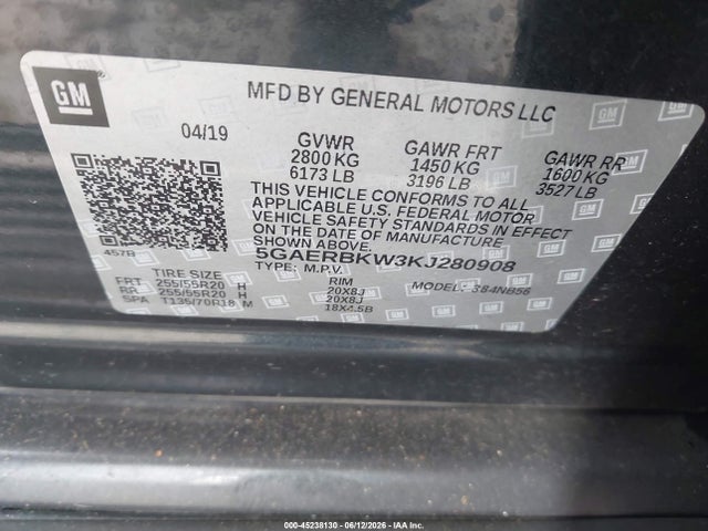 Aukcja sprzedaży 2019 Buick Enclave Fwd Essence, vin: 5GAERBKW3KJ280908, numer aukcji: 45238130