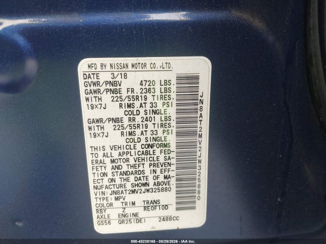 Nissan Rogue Sl 2018 JN8AT2MV2JW325880 Image 9