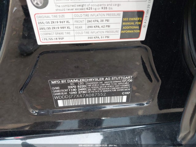 Продажа на аукционе авто 2007 Mercedes-benz Cls 63 Amg, vin: WDDDJ77X47A087552, номер лота: 45238181