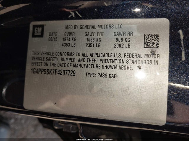 Auction sale of the 2015 Buick Verano, vin: 1G4PP5SK7F4207729, lot number: 45238243
